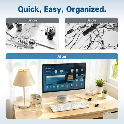 Adjustable Cable Management Clips, Self Adhesive Cord Organizer with Elastic Loop, Reusable Cable Holder for Desk, Under Desk, Wall, TV, Office, Home, Charging Cables, USB, HDMI, PC Wires (10)