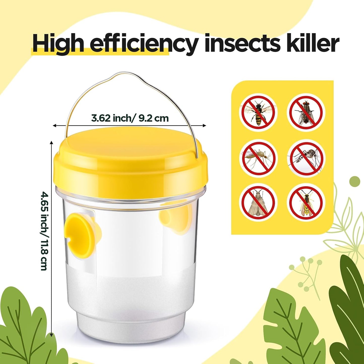 Qualirey 6 Pcs Wasp Traps for Outdoors Wasp Killer Hanging Bee Traps Reusable Fly Bee Killer for Indoor Outdoor Patio Garden Home (Green)
