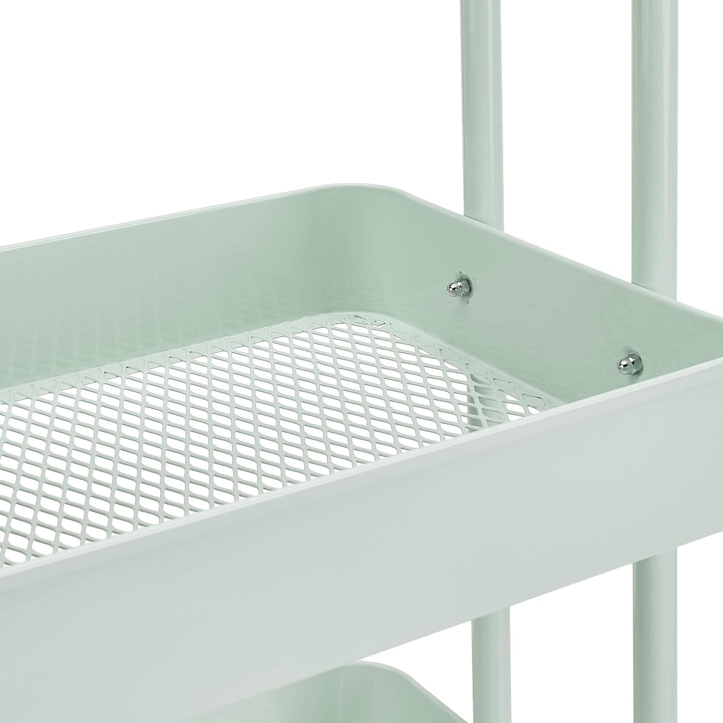 Amazon Basics 3-Tier Rolling Utility Cart, Storage Organizer, Lockable Wheels, Multifunctional Storage, Portable Mobile Shelving Unit, White