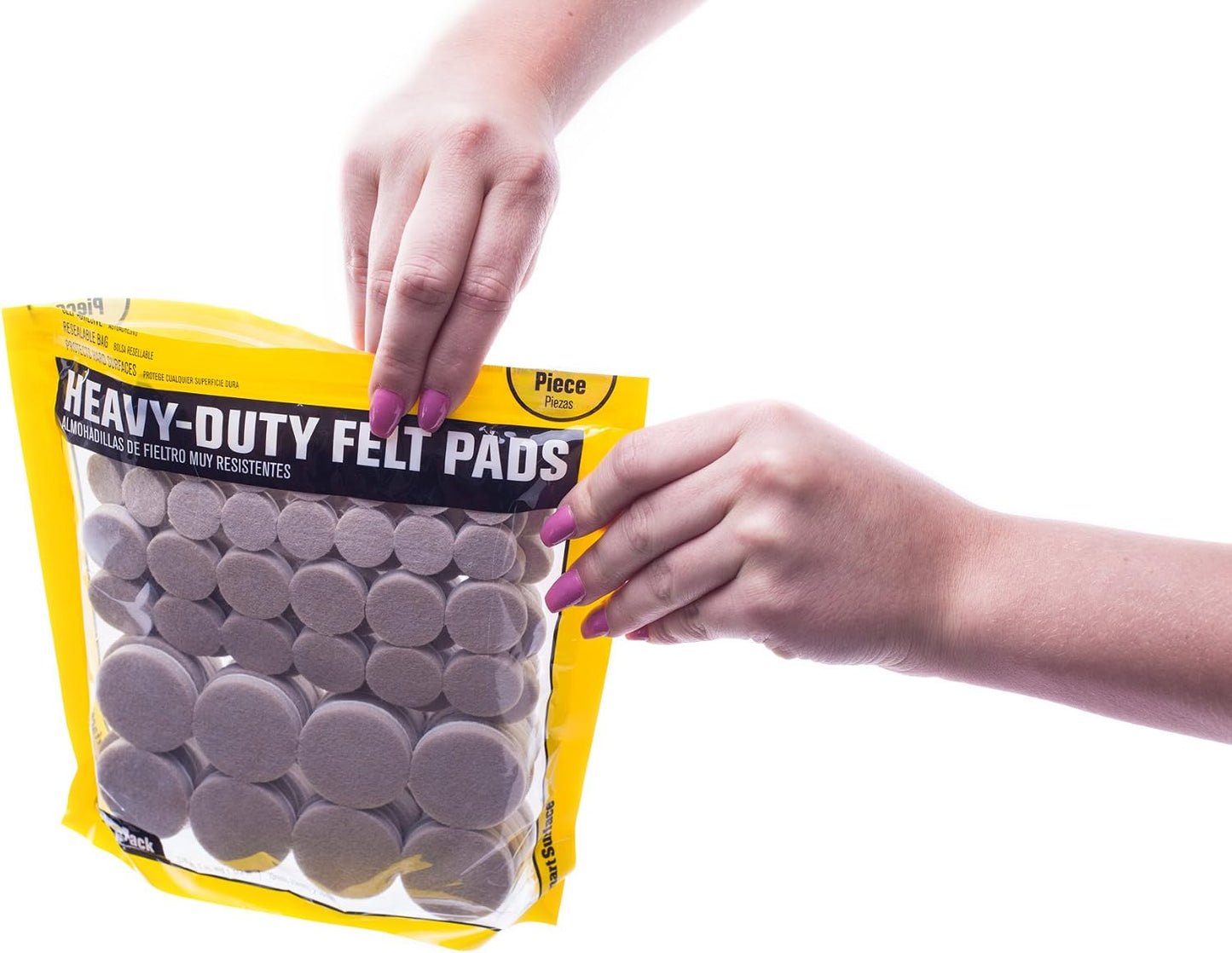 Smart Surface 8850 Heavy Duty Self Adhesive Furniture Felt Pads 3/4-Inch, 1-Inch & 1-1/2-Inch Round Oatmeal 144-Piece Value Variety Pack in Resealable Bag