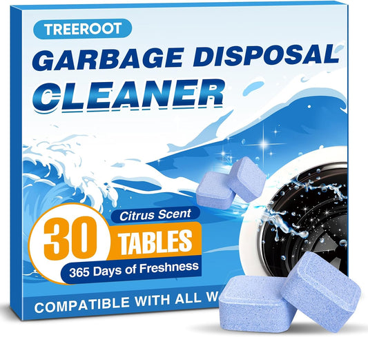 Treeroot Garbage Disposal Cleaner and Deodorizer Tablets, 30 Pack Blue Foaming Cleaning Tablets, Citrus Scent Disposal Cleaner for Kitchen Sink, Drain Cleaning and Odor Control, 15-Month Supply
