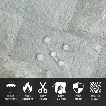 AULIGET 100 Piece Rust Slate Peel and Stick Backsplash Wall Tiles, 3" x 6" PVC Faux Stone Stick on Tiles for Backsplash Kitchen, Bathroom, Laundry Room, Camper, Fireplace