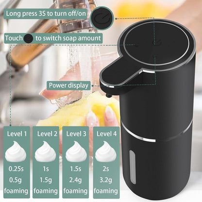 Automatic Soap Dispenser – Touchless Foaming Soap Dispenser 400ml USB Rechargeable Dispenser Electric Wall Mounted 4levels Adjustable Foam Soap Dispenser Pump for Bathroom Kitchen(Silver)