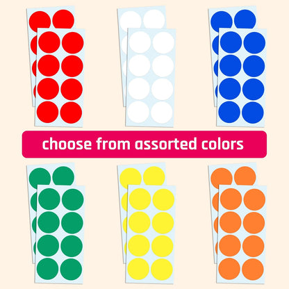 2" Round Large Colored Moving Stickers Labels - 10 Colors, Pack of 240