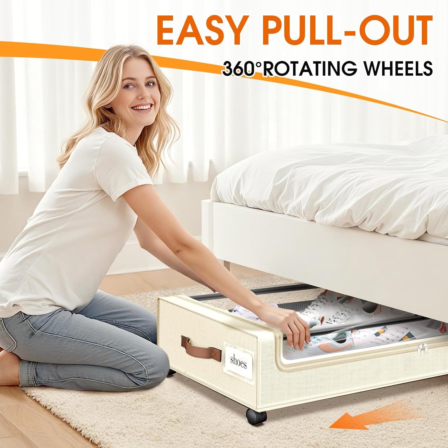 SpaceHacks Under Bed Storage with Wheels 2Pack Storage Containers with Clear Window&Label Under Bed Drawers Rolling Under Bed Storage for Clothes,Shoes, Blankets (30.71 x 16.93 x 6.69 in, Dark Grey)