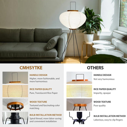 Noguchi Style Akari Floor Lamp, Rice Paper Lantern for Establishing A Warm and Cozy Ambiance in Any Room (Cloud), Japanses Floor Lamp