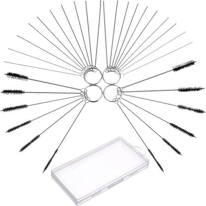 Frienda 32 Piece Carburetor Cleaning Kit Carburetor Cleaner Tool Brushes Including 12 Nylon Tube Brush and 20 Cleaning Needles for Welder Carb Chainsaw Spray Guns Torch Tips Firing Hole Stove Burner