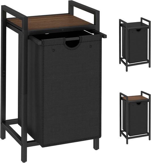 Laundry Hamper, Two -Color 3 Section Laundry Basket with 3 Removable Laundry Sorter Bags and Top Shelf, Clothes Hamper for Laundry Room, Bathroom