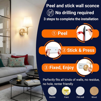 Wall Sconce Battery Operated Wall Light Fixure with Remote Control, Dimmable Battery Operated Wall Sconces Set Of Two, Indoor Wireless Wall Mounted Lamp with Rechargable Bulb For Bedroom Living Room (