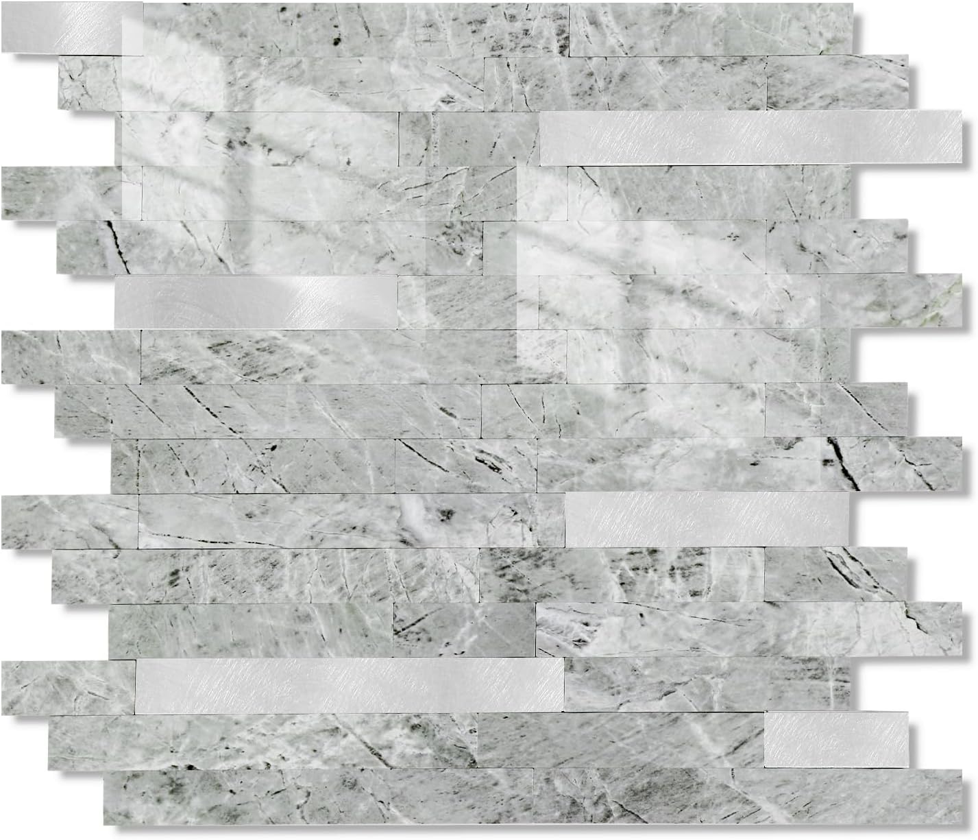 Yipscazo 2026 New Upgrade 11.34" X 11.57" Peel and Stick Backsplash, Stick on Backsplash Tiles for Kitchen, Bathroom, Fireplace (10 Sheets, Beige Rocks + Rose Gold)