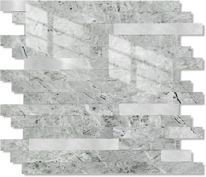 Yipscazo 2026 New Upgrade 11.34" X 11.57" Peel and Stick Backsplash, Stick on Backsplash Tiles for Kitchen, Bathroom, Fireplace (10 Sheets, Beige Rocks + Rose Gold)
