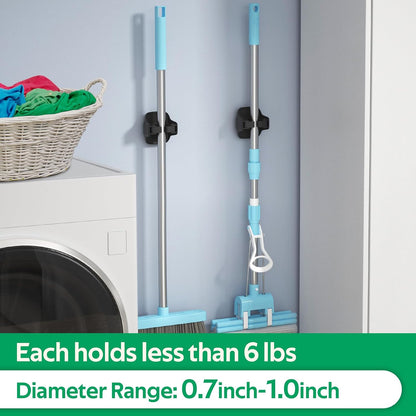 reliahom Broom Holder Wall Mount Mop Grippers organizer wall hanging, 3Pack | No Drilling Self Adhesive Easy install Anti-Slip Mop Broom Hanger Storage Rack for Kitchen,Laundry Room,Garden,Garage