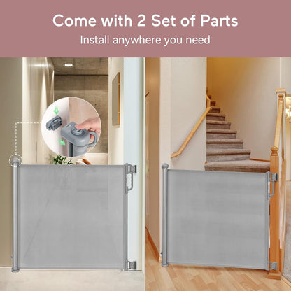Retractable Baby Gate, Momcozy Mesh Baby Gate or Mesh Dog Gate, 33" Tall,Extends up to 55" Wide, Child Safety Gate for Doorways, Stairs, Hallways, Indoor/Outdoor