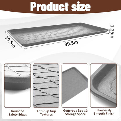Geelin 3 Pack Extra Large Boot Tray 40"x20" Long Shoe Mats Boot Storage with Raised Edge Waterproof Plastic Wet Shoe Tray for Entryway Floor Indoor Outdoor Mudroom Multi Use(Black)