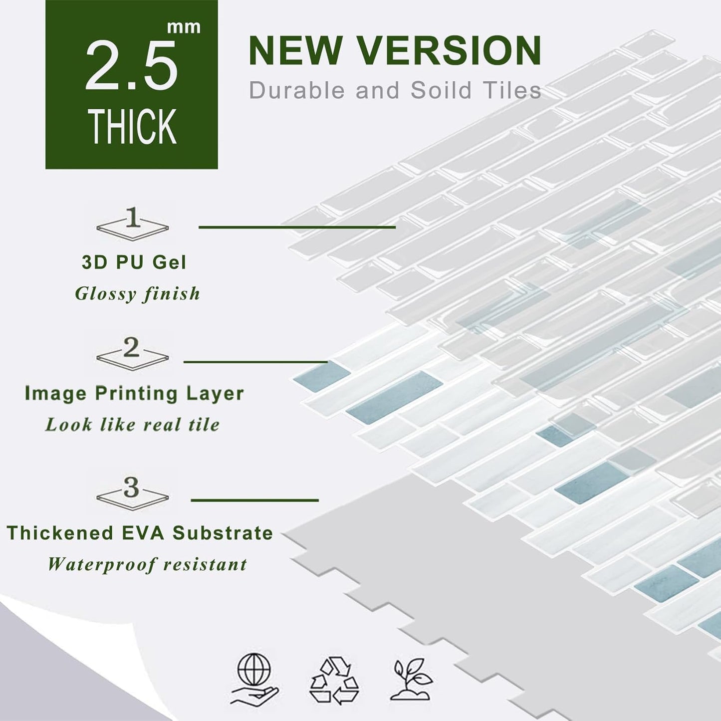 STICKGOO Peel and Stick Backsplash - 10 Sheets of 12”×12” - 3D Self Adhesive Peel and Stick Tile Backsplash for Kitchen & Bathroom