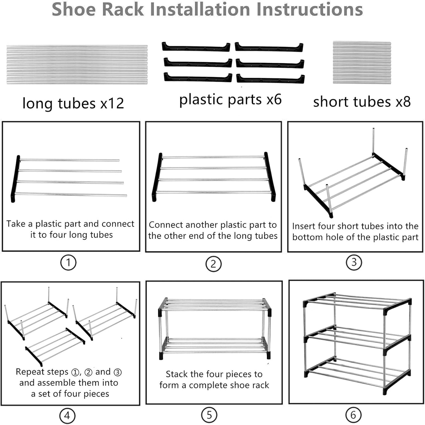 Jucaifu Stackable Small Shoe Rack, Entryway, Hallway and Closet Space Saving Storage and Organization (3-Tier, White)