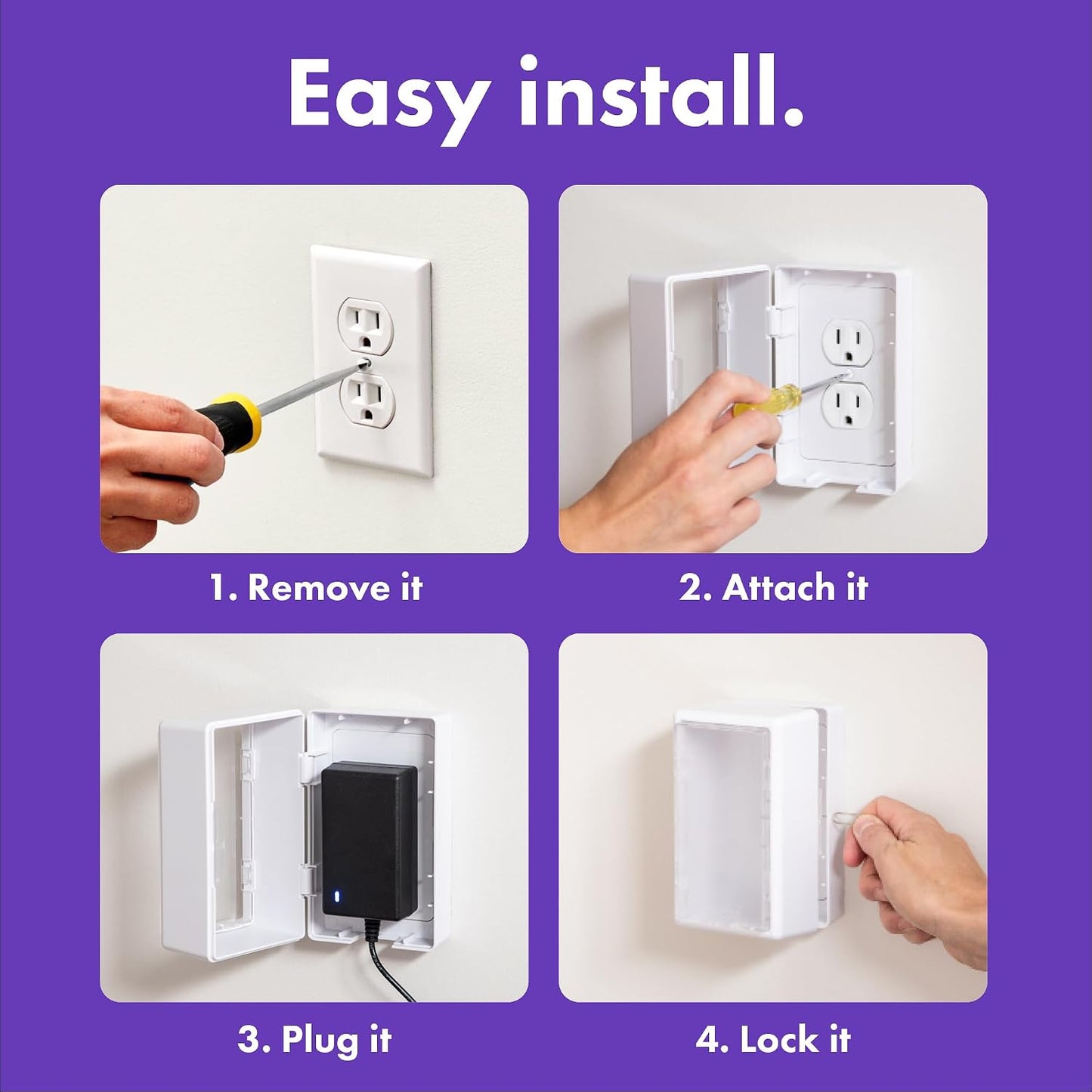 Outlet Cover Box Baby Proofing – Child Safety Outlet Protector Box for Plugs & Cords, Locking Childproof Plug Cover, Outlet Covers Baby Proofing Solution