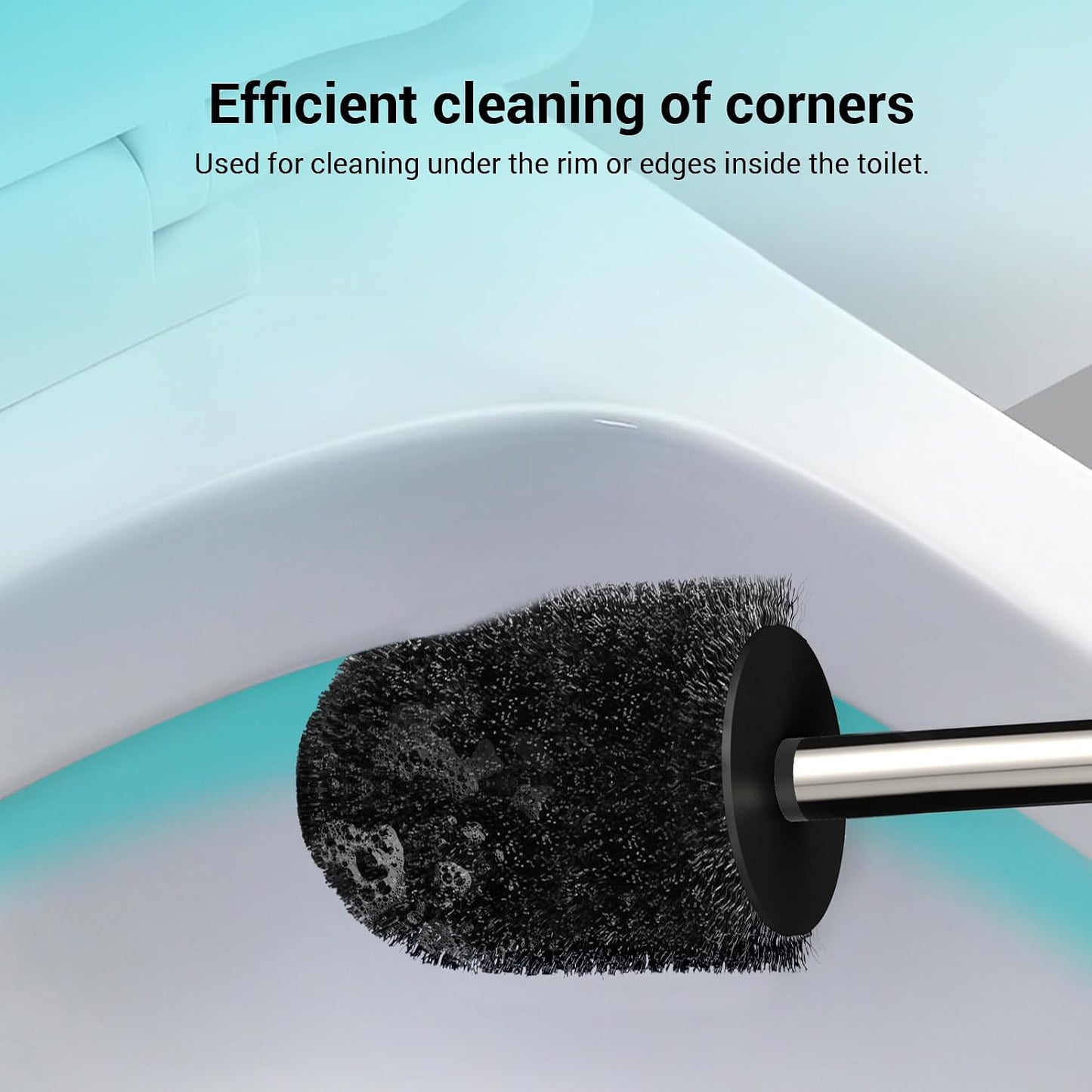 AONEZ Compact Toilet Brush & Holder, Stainless Steel Handle, Space Saving for Storage, Deep Cleaning, Drip-Proof, Easy to Assemble, Nylon Bristles, White & Grey