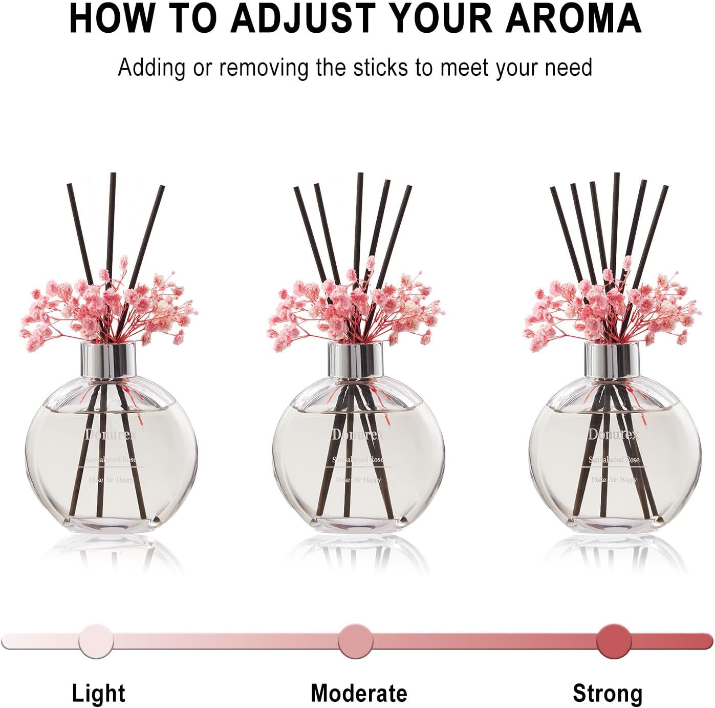 Flower Reed Diffuser Set 5.07oz Satin Rose Scent Diffuser with Sticks Home Fragrance Reed Diffuser for Bathroom Shelf Decor