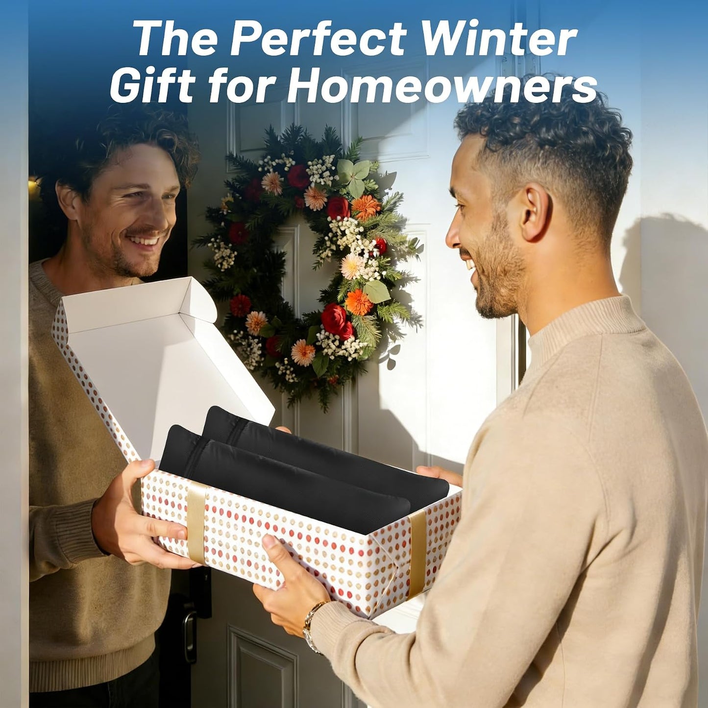 Outdoor Faucet Covers for Winter, 13" W x 25.6" H faucet covers with 420D Waterproof Oxford Fabric, Reflective Strips（1 Pcs, Black）