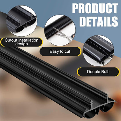 Pushglossy 2 Pcs 48" Double Bubble Kerf Door Sweep 1-3/4" Wide Vinyl Weatherstrip Seal for Exterior Doors, Energy Efficient Draft Stopper, Easy Slide in Installation(White)