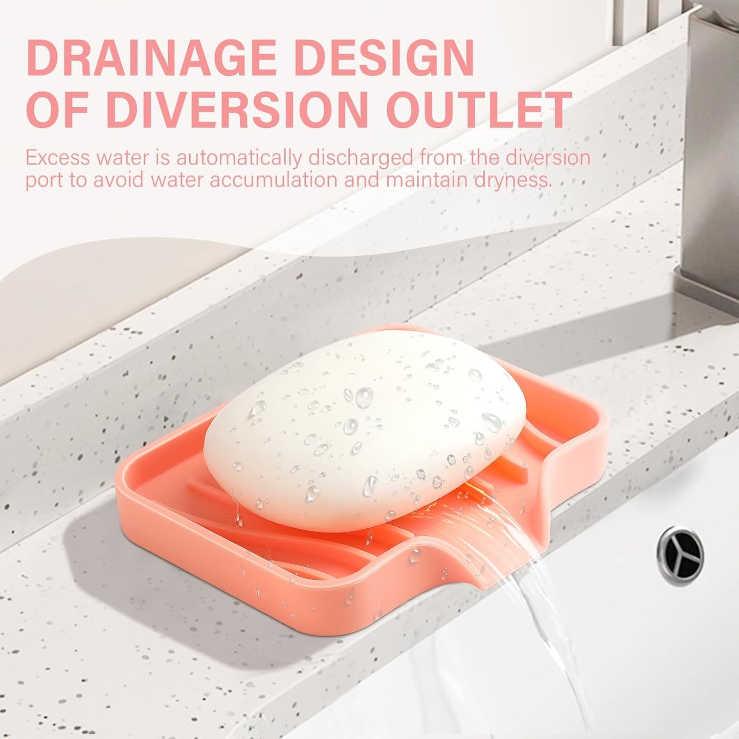 2PCS Self Draining Soap Holder,Spofit Silicone Soap Dish, Suitable for for Kitchen, Bathroom, Shower, Bath Tub,Soap Container (White)
