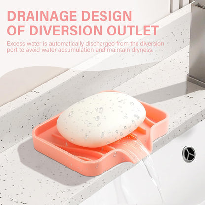 2PCS Self Draining Soap Holder,Spofit Silicone Soap Dish, Suitable for for Kitchen, Bathroom, Shower, Bath Tub,Soap Container (White)