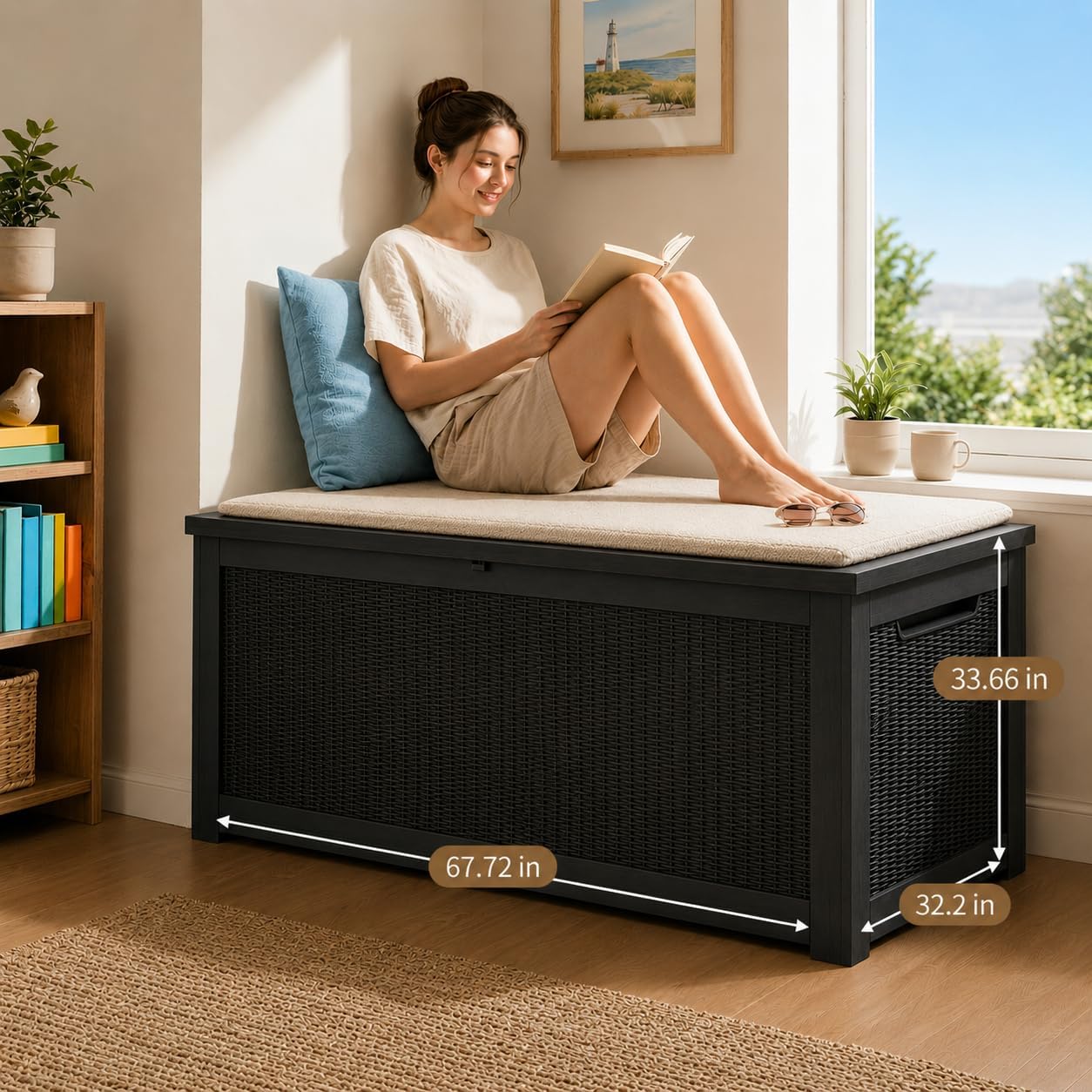320 Gallon Outdoor Storage Box Resin Deck Box All Weather Waterproof Large Lockable Storage Container Deck Box for Patio Furniture, Garden Tools, Lockable, Black