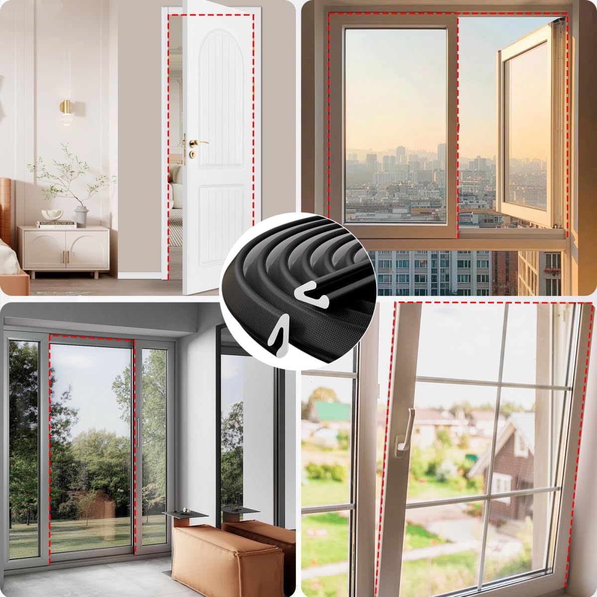 V Shape Thin Foam Weather Stripping Door Frame Seal Strip 19.7FT White, Draft Stopper, Insulation Winter, Weatherstripping, Gap Sealing, Soundproofing, Self-Adhesive Used for Exterior Front Door Side