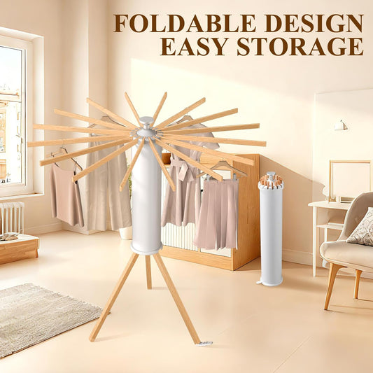 Foldable Clothes Drying Rack, Portable Garment Drying Rack for Indoor Outdoor, Space Saving Laundry Drying Rack, Sturdy Clothing Air Dryer Hanger for Balcony Bedroom Laundry Room
