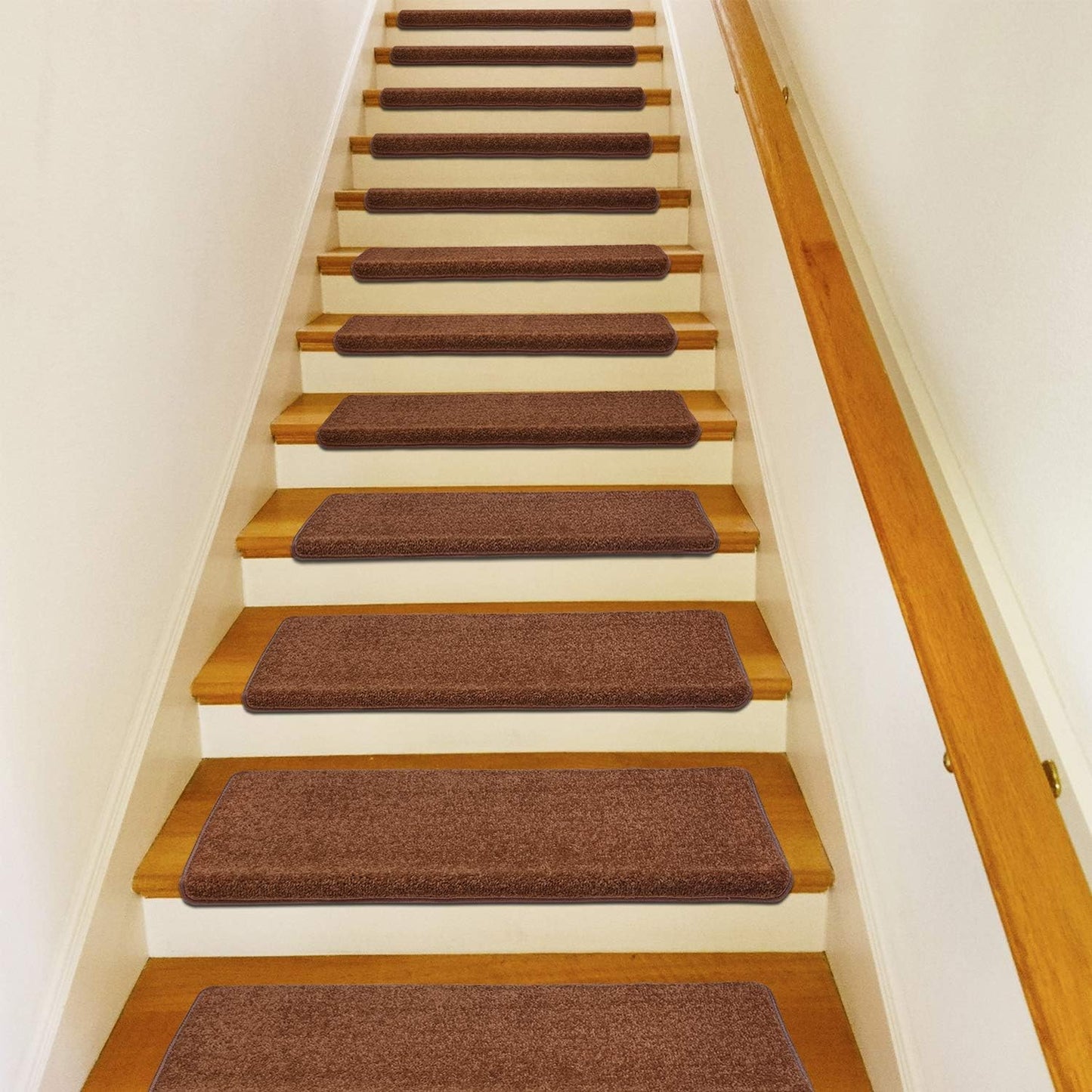 PURE ERA Carpet Stair Treads Tape Free Non Slip Indoor Stair Carpet Stair Protectors Pet-Friendly Non-Slip Skid Resistant Washable Reusable 8" x 30"(2 Pieces,Black)