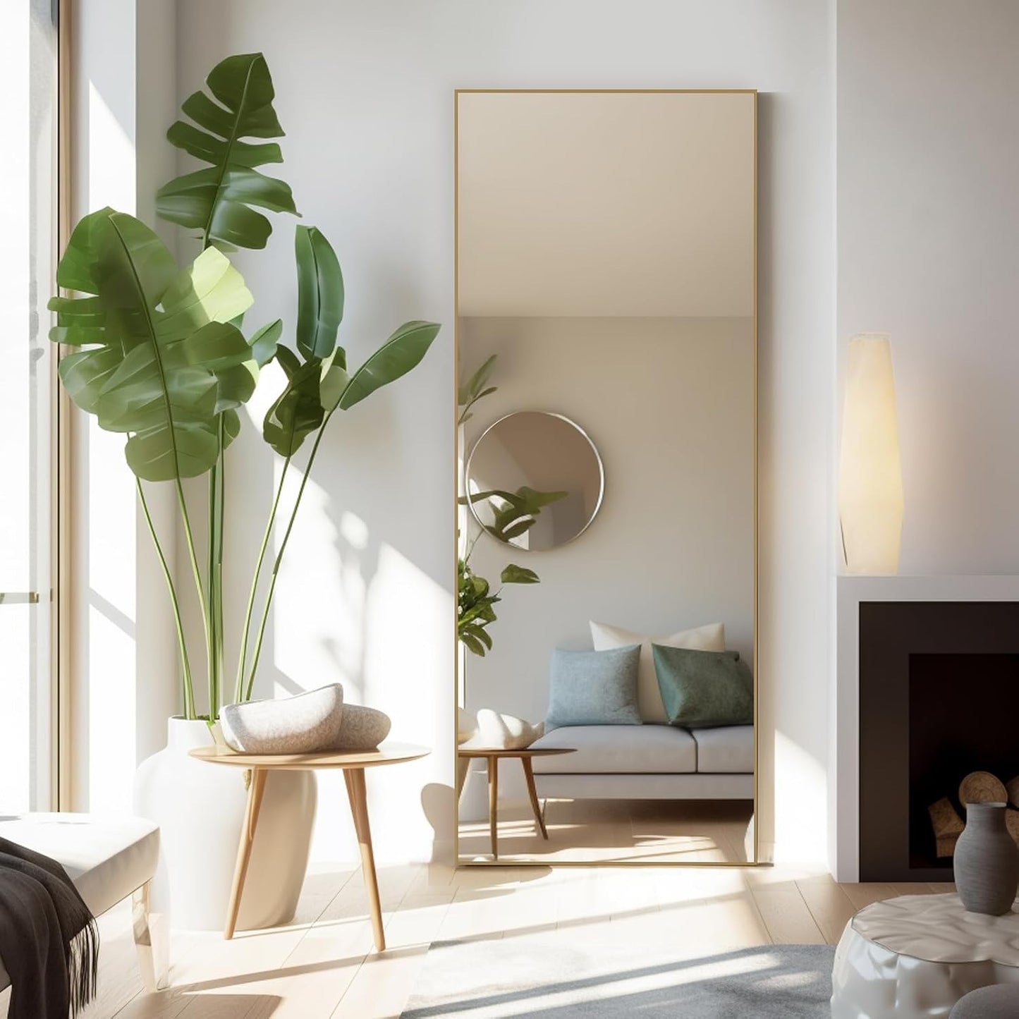 Arched Mirror Full Length, Upgraded 16"x59" Body Wall Mirrors with Shatter-Proof Glass, Floor Standing, Hanging or Leaning, Tall Arch Mirror with Stand Aluminum Alloy Frame for Bedroom Cloakroom