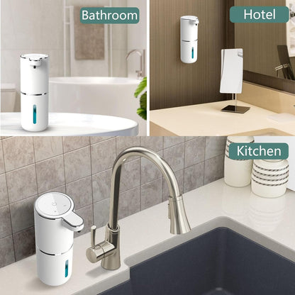 Automatic Soap Dispenser – Touchless Foaming Soap Dispenser 400ml USB Rechargeable Dispenser Electric Wall Mounted 4levels Adjustable Foam Soap Dispenser Pump for Bathroom Kitchen(Silver)