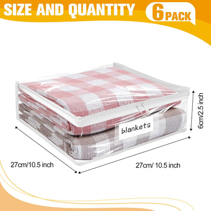 Plastic Storage Bags with Easy-Glide Zipper, Pack of 8, Durable Clear Vinyl Zippered Storage Bags for Clothes Sweaters Comforters Blankets Sheets Bedding (15.7 x 13.8 x 3.9 Inch, White)