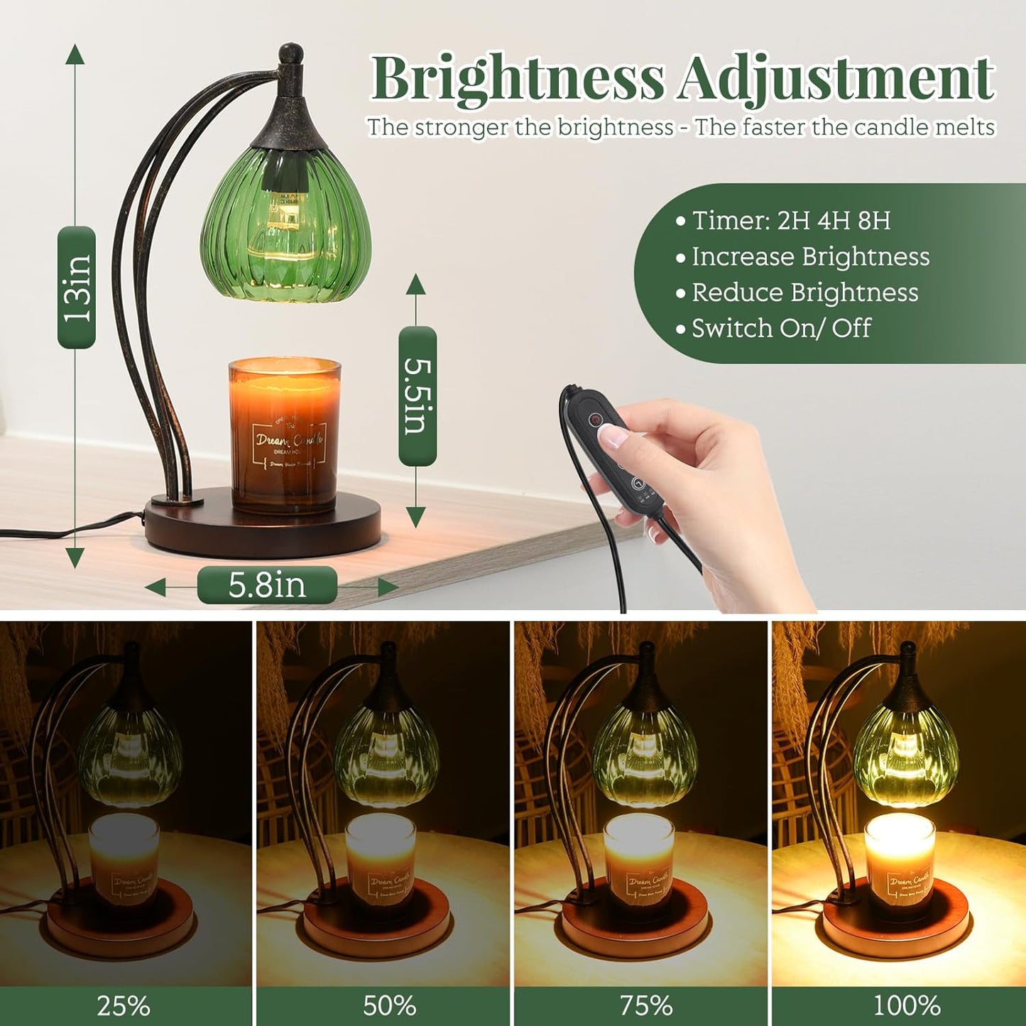 Candle Warmer Lamp with Timer Dimmer - Electric Light Wax Warmer for Jar Candles - Lamp with 2 Bulbs, Unique Birthday Gifts for Women Mom House Warming Gifts New Home Decor