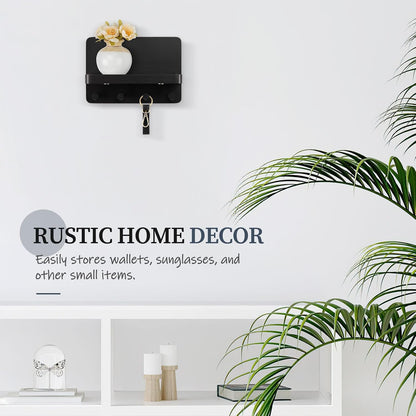 Nekon Key Holder for Wall with Shelf, Pine Wooden Key Hanger Wall Mounted, Farmhouse Wall Organizer for Home Entryway & Apartment (Standard, Wood)