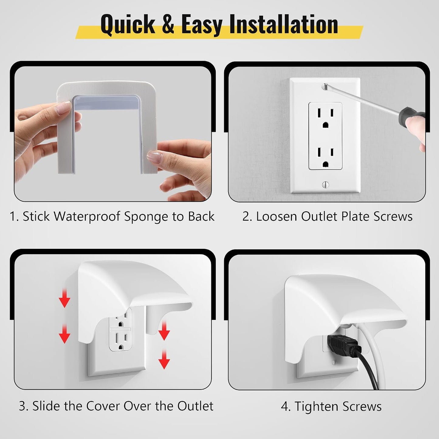 1 Pack Outdoor Waterproof Outlet Cover, Weatherproof Electrical Outlet Cover for Single Gang Duplex Receptacle (NEMA 5-15R), 2.6" x 3.2" Outside Socket Plug Protector (Gray)