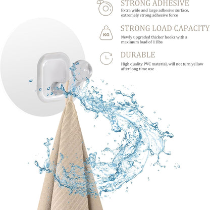Uten Adhesive Hooks for Hanging 10 Pack, Heavy Duty Wall Hooks 11 lbs, Self Adhesive Waterproof Sticky Robe Towel Hooks for Home, Bathroom, Kitchen, Outdoor