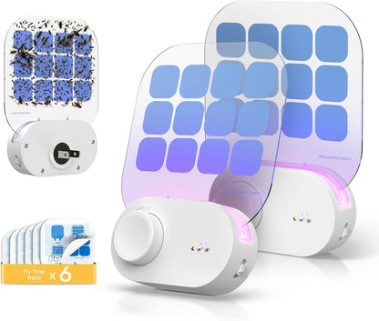 Fruit Fly Traps,Plug in Fly Trap with UV Light & Glue Cards,Fly Trap Indoors for Gnats, Mosquitoes,Moths & More,Insect Trapper for House Kitchen Garage, 1 Pack & 3 Refills