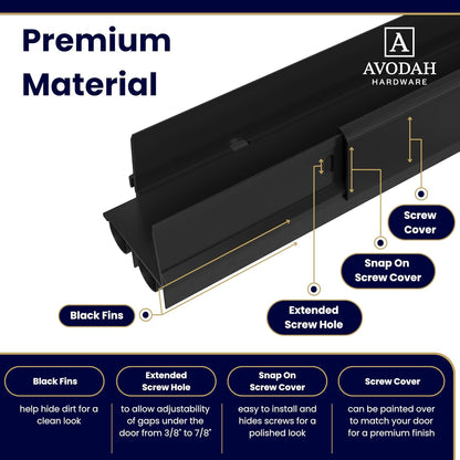 32 Inch Black, Adjustable Double Bubble Door Sweep for Exterior Doors, Under Door Seal with Drip Edge and Punched Drainage Channel, Pre-Notched for Weatherstripping, Trim-to-Fit Avodah Hardware