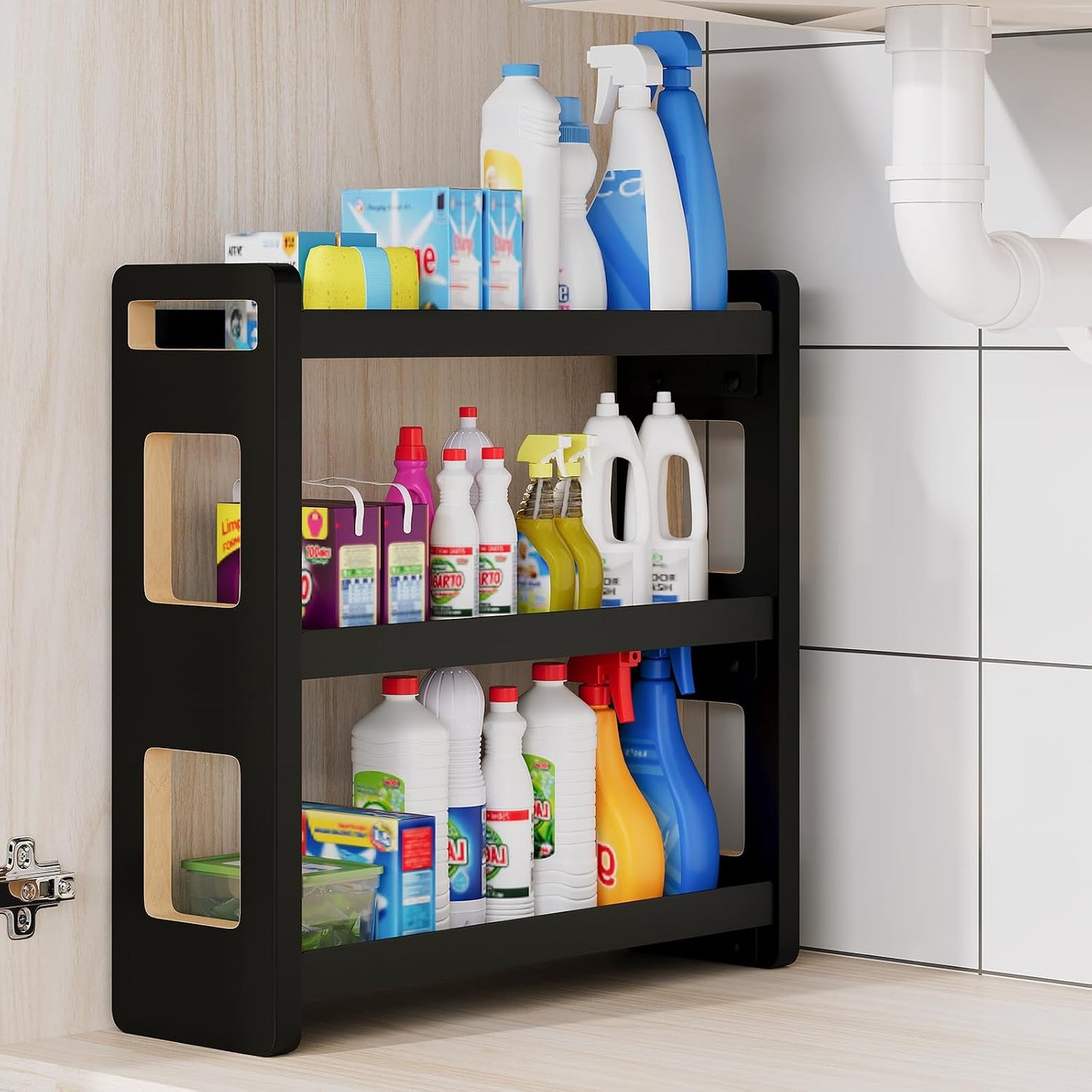 Bathroom Counter Organizer,Bathroom Counter Shelf,Bathroom Organizers,Under Sink Organizer,Cologne Organizer For Men,Colognes Stand,Cologne Cabinet,Vanity Shelf(Black 2 Tier)