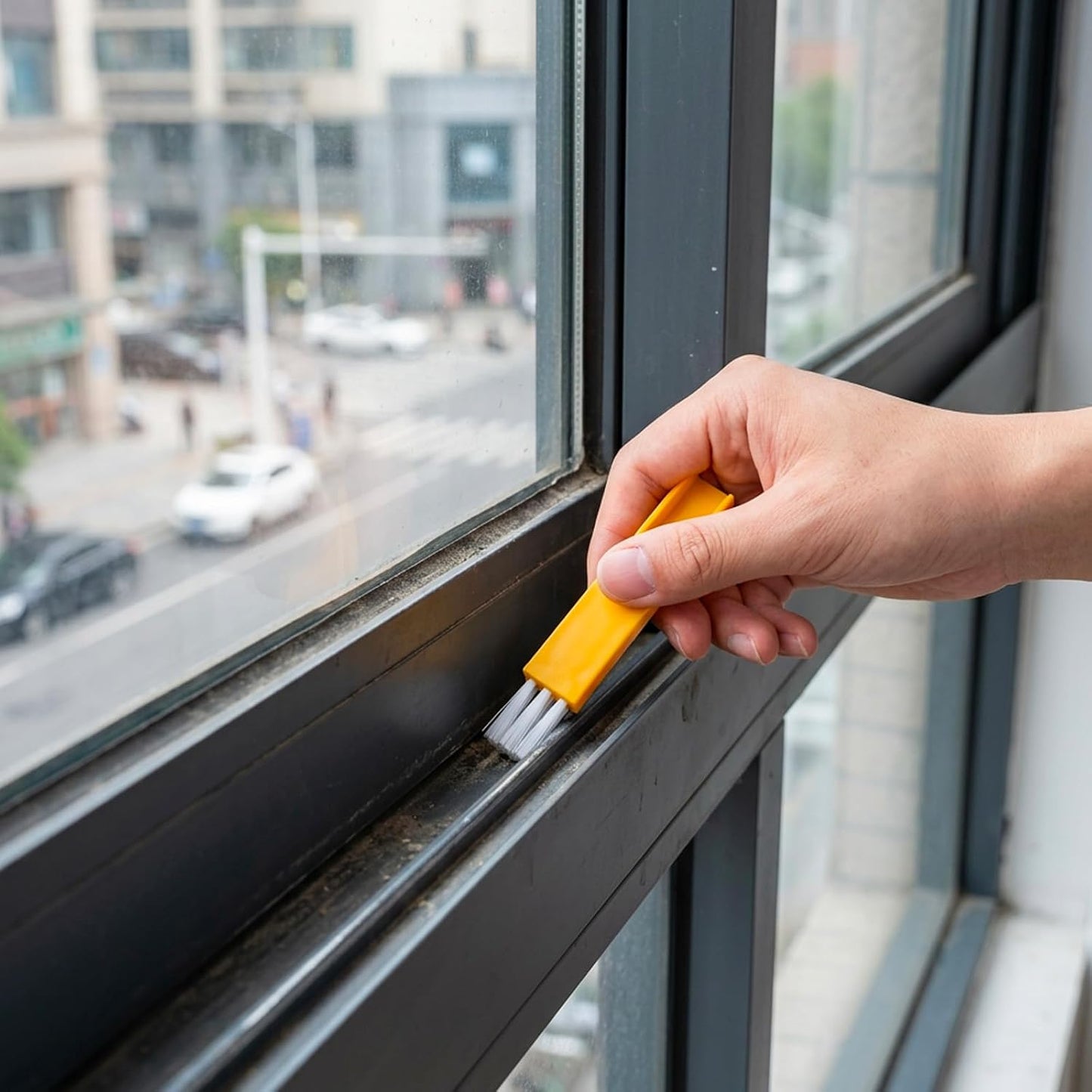 Window Screen Cleaning Brush, 3-in-1 Non-Removable Screen Cleaner Tool, Multi-Surface Cleaning Brush for High-Reach Windows, Car Interiors, and Tight Corners, Lightweight Household Cleaning Solution