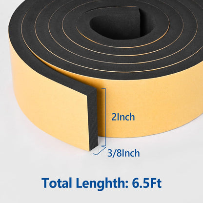 Kikerike Self Adhesive Foam Tape Weatherstrip 1/2In x 1/4In x 16.5Ft High Density Foam Insulation Strips Seal Weather Stripping with Strong Adhesive for Door and Window Sound Isolation Soundproofing