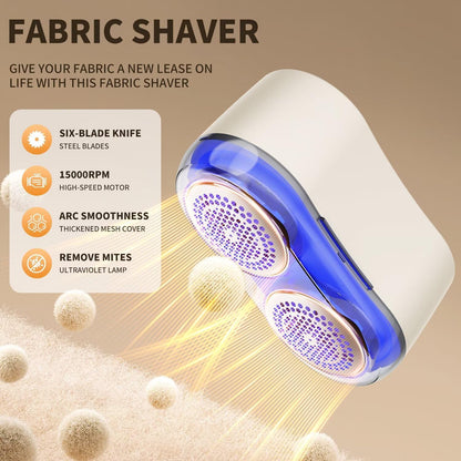 Fabric Shaver - 6 Leaf Stainless Steel Blades, Type-C Charging Electric Lint Remover for Sweater, Clothes, and Furniture, to Remove Pilling