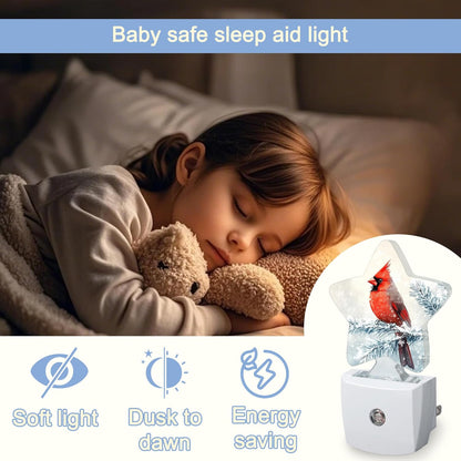 Lavender Butterfly Nightlight,Summer Flowers Star Night Lights Plug into Wall Decorations for Bedroom Bathroom,Dusk to Dawn Sensor Kitchen Hallway Stairs Energy Efficient Desk Lamp