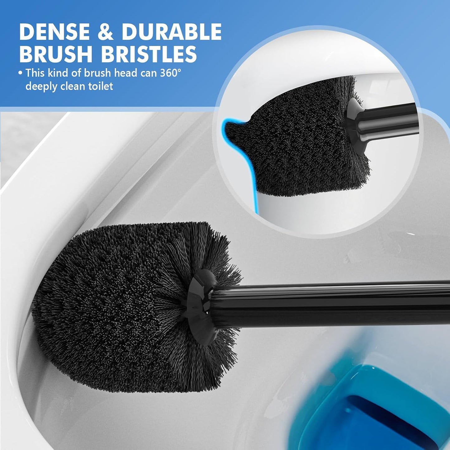 LOVLOY Toilet Plunger and Brush with Holder, Bowl Brush and Heavy Duty Toilet Plunger Set with Ventilated Holder, 2-in-1 Toilet Brush and Plunger Combo for 5.3-inch Toilet Drain New Pack (White, 1)