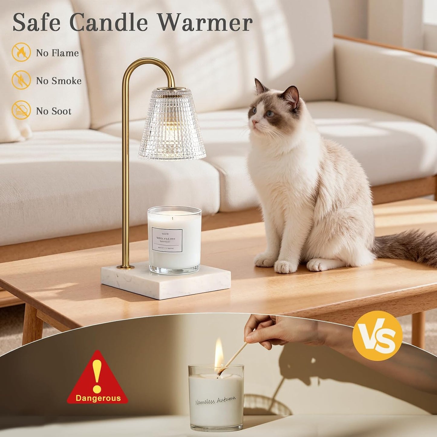 Hong-in Candle Warmer Lamp with Timer-Dimmable Adjustable Height Candle Lamp Warmer, Birthday Gifts for Women Mom Her, Housewarming Office Home Decor,Wax Warmer for Scented Wax Jar Candles