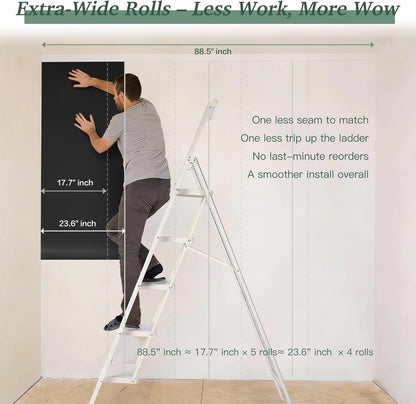 Dimoon 17.7''x118'' Peel and Stick Wallpaper White Contact Paper for New Environmentally Friendly Materials Thickening Upgrade Embossed Renter Friendly Wall Paper Modern Vinyl Wrap Countertop Bedroom