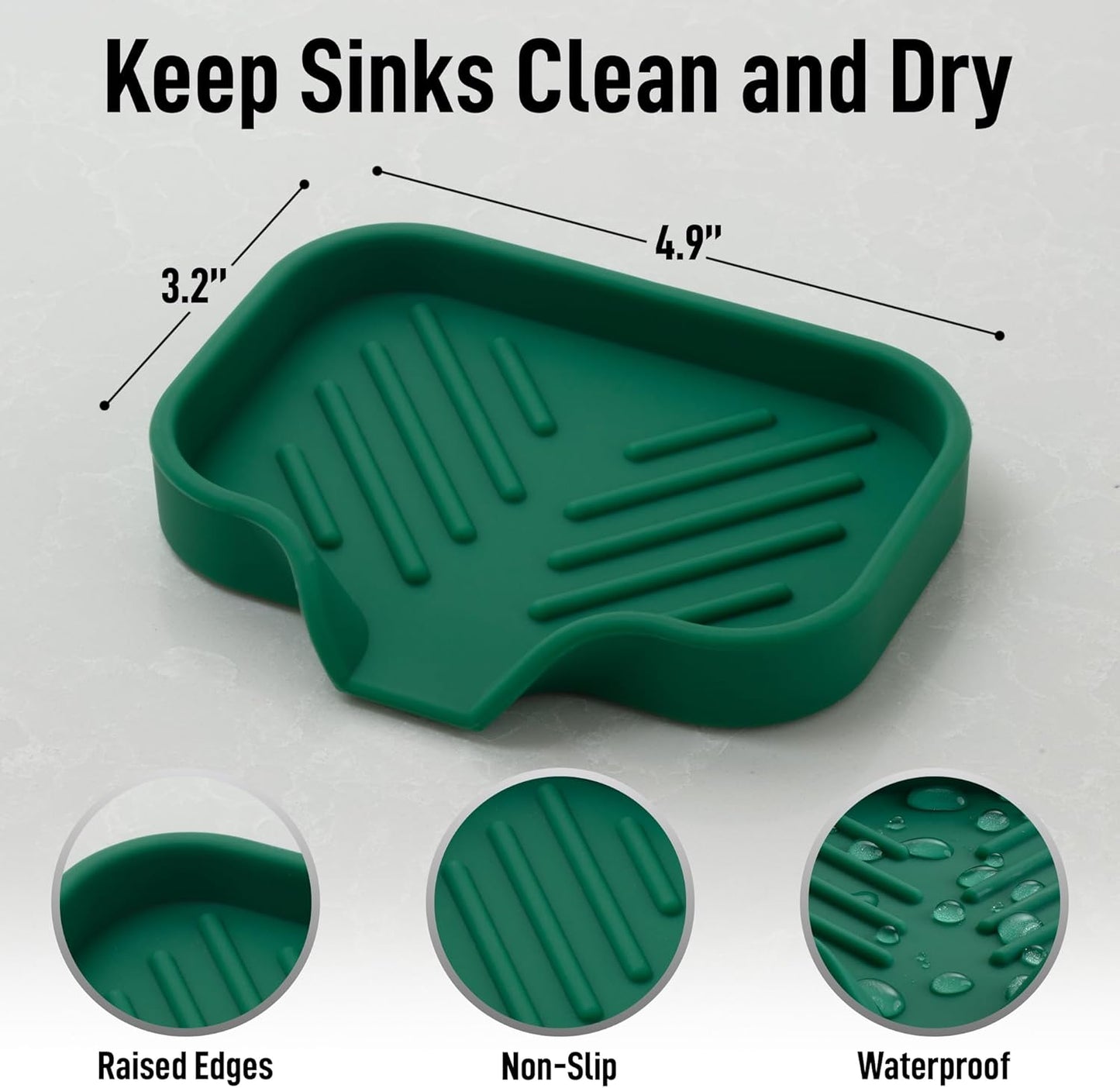 Zulay Kitchen (9x3.5in) Sponge Holder for Kitchen Sink - Flexible Heavy-Duty Multipurpose Sink Caddy - Counter Organizer for Kitchen, Bathroom, Makeup, Trinkets & More! (Grey)