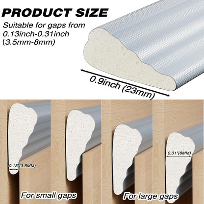 118 Inch Wedge-Shape Weather Stripping Door Seal,Windows and Doors Insulation,Self Adhesive Insulation Foam Anti-Collision Strip,Weatherstrip Tape for Door Soundproofing,Noise Drafts Blocker,White